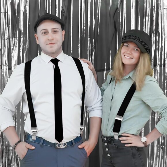 Black Suspenders for Men's Suspenders for Jeans Tuxedo Suit Pants - Picture 7 of 7